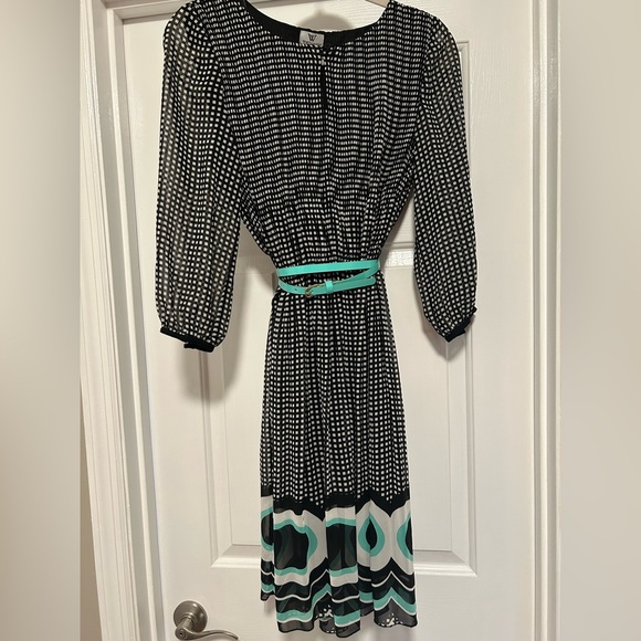 Worthington Dresses & Skirts - Worthington Black and White Dress with Teal Accents, Size 8
